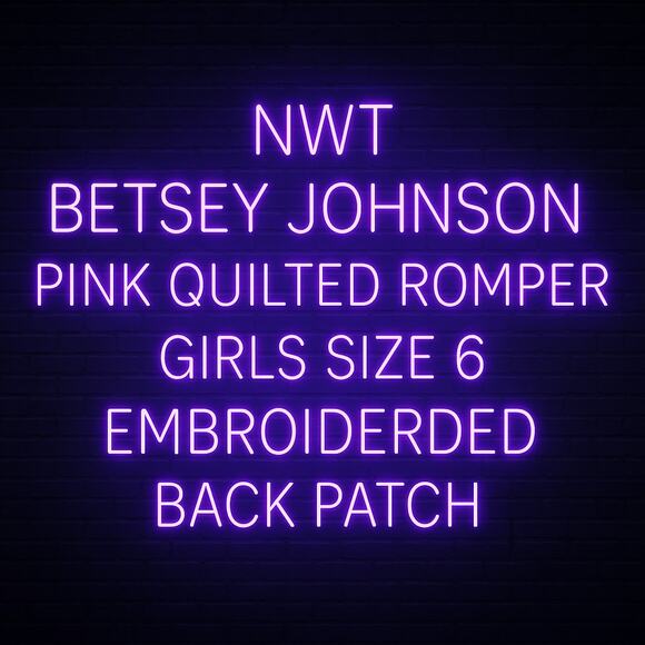 NWT Betsey Johnson Pink Quilted Romper Girls 6 NWT with Embroidered Back Patch - Picture 2 of 8
